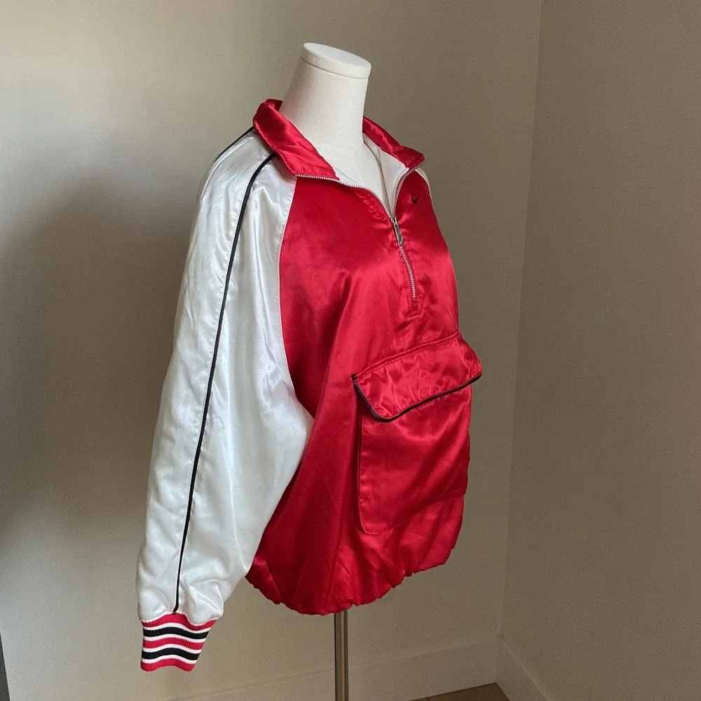 Nike NSW Street Woven Half Zip Pullover Jacket Red White Womens Small Sample Tag